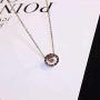 Titanium Steel Rose Gold Plated 14K Necklace Circle Cubic Zirconia Lucky necklace for Women and Girls Gifts