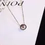 Titanium Steel Rose Gold Plated 14K Necklace Circle Cubic Zirconia Lucky necklace for Women and Girls Gifts