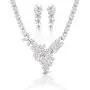 JanKuo Jewelry Rhodium Plated Prom Bridal Floral Graduated Marquise CZ Necklace Earrings Jewelry Set, 17'' JanKuo Jewelry Rhodium Plated Prom Bridal Floral Graduated Marquise CZ Necklace Earrings Jewelry Set, 17''