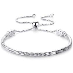 Authentic EvesCity 925 Silver Adjustable Twist On/Off Silver Bracelet fits Pandora Beads Charms