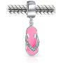 Personalize Vacation Pink Orange Flip Flop Sandal CZ Dangle Travel Charm Bead For Women 925 Sterling Silver Fits European Bracelet