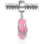 Personalize Vacation Pink Orange Flip Flop Sandal CZ Dangle Travel Charm Bead For Women 925 Sterling Silver Fits European Bracelet