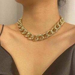 Masiter Hip Hop Rhinestone Necklace Chunky Cuban Oval Link Chain Choker Party Nightclub Costume Jewelry for Women and Girls