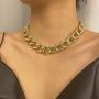 Masiter Hip Hop Rhinestone Necklace Chunky Cuban Oval Link Chain Choker Party Nightclub Costume Jewelry for Women and Girls