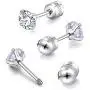 2 Pairs Stud Earrings Set,Hypoallergenic Double Round Cubic Zirconia 316L Stainless Steel Screw back Earrings for Men,Women,Boys & Girls 2 Pairs Stud Earrings Set,Hypoallergenic Double Round Cubic Zirconia 316L Stainless Steel Screw back Earrings for Men,Women,Boys & Girls