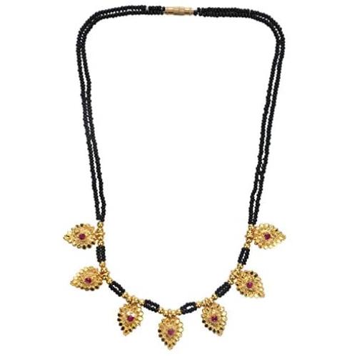 Efulgenz Mangalsutra Indian Jewelry Traditional Black Beaded Pearl Temple Pendant Necklace for Women