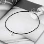 Olbye Peace Necklace Choker Leather Silver Choker Necklace for Women and Teen Girls Boho Jewelry Necklace Silver (Geometric)