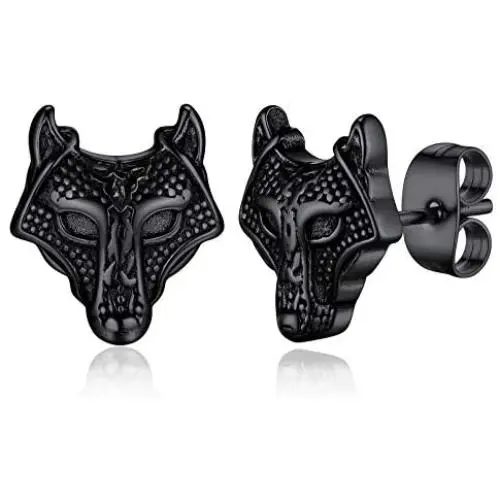FaithHeart Norse Viking Jewelry Sterling Silver Stud Earrings Celtic Wolf/Thors Hammer Studs for Women Teen Girls