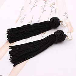 Bohemian Knot Tassel Dangle Earring with Long Silky Thread Fringe Drop Earring Gift for Women girls