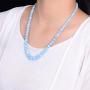 DUOVEKT Genuine Natural Blue Aquamarine Long Chains Necklace for Women Man Lady Crystal Round Beads Jewelry AAAAA 5mm-12mm