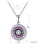 YHLISO Evil Eye Pendant Sparkling Necklace Round Pave Diamond Cubic Zirconia Lucky Charm Disc Necklaces for Women