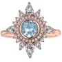 JIANGYUE Rose Gold Plated Blue Spinel Rings for Women Birthstone Rings for Girls White Cubic Zirconia Cocktail Rings Mothers Day Jewelry Gifts Size 5 6 7 8 9 10
