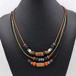 SELOVO Boho Bead Beach Drop Earrings Statement Adjustable Necklace Jewelry Set