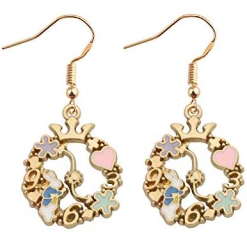 AKTAP Alice in Wonderland Inspired Gift Alice Rabbit Flower Earrings Alice in Wonderland Jewelry for Her