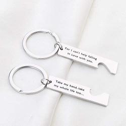 KUIYAI Take My Hand Take My Whole Life Too for I Can’t Help Falling in Love with You Romantic Quote Keychain Couple Gift