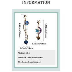 Original Cloud Moon Planet Star Creative Long tassels Dangle Earrings 18K Gold Plated Asymmetrical AB Earrings For Women Girls