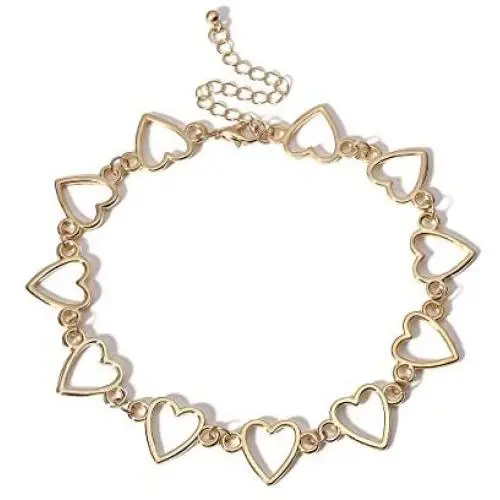 Konpicca 18K Real Gold Plated Chain Choker Necklace Hollow Tiny Butterfly Lucky Heart Link Necklace Minimalist Punk Clavicle Jewelry for Women Konpicca 18K Real Gold Plated Chain Choker Necklace Hollow Tiny Butterfly Lucky Heart Link Necklace Minimalist Punk Clavicle Jewelry for Women