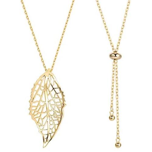 Leaf Long Pendant Necklace Handmade Trendy Filigree Bohemian Jewelry for Women