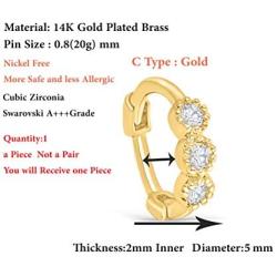ONDAISY 14k Gold Plated Simulated Diamond Cz Moon Star Heart Flower Round Circle Ball Tragus Cartilage Clicker Hoop Ring Earring Piercing For Women16g