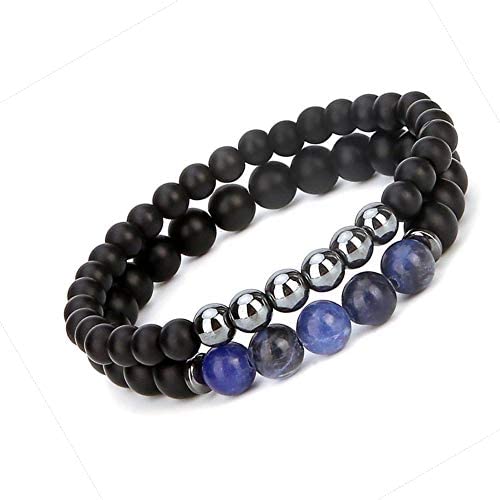 Joan Nunu Charm Bracelet for Men Women Black Mantra Prayer Beads
