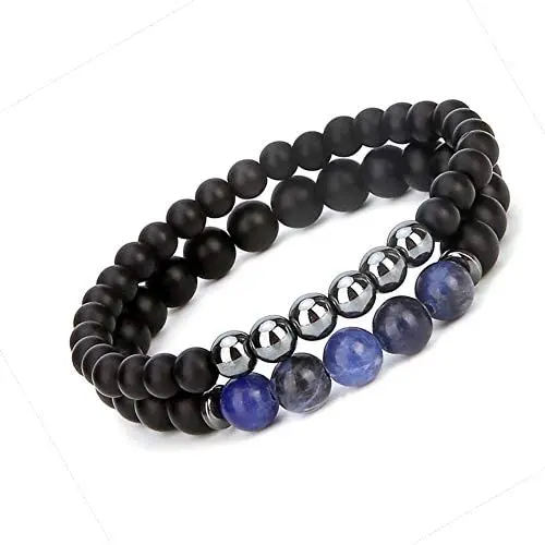 Joan Nunu Charm Bracelet for Men Women Black Mantra Prayer Beads Joan Nunu Charm Bracelet for Men Women Black Mantra Prayer Beads