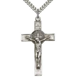 Heartland Mens Sterling Silver St. Benedict Crucifix Pendant USA Made