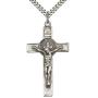 Heartland Mens Sterling Silver St. Benedict Crucifix Pendant USA Made