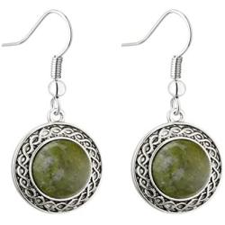 Solvar Rhodium Plated Marble Celtic Drop Earrings