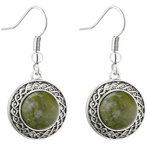 Solvar Rhodium Plated Marble Celtic Drop Earrings