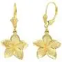 Textured 10k Gold Hawaiian Flower Plumeria Dangle Earrings (Small) Textured 10k Gold Hawaiian Flower Plumeria Dangle Earrings (Small)