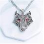 Red Eyes Wolf Head Amulet Pendant, LOYEH Alloy Norse Animal Viking Power Norse Necklace for Men Women Gift Jewelry 1.5 inches