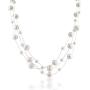 Shades of Grey Blue White Pink Multi Strand Fishing Line Freshwater Cultured Pearl Illusion Necklace For Women Wedding Bridesmaid Formal Party
