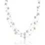 Shades of Grey Blue White Pink Multi Strand Fishing Line Freshwater Cultured Pearl Illusion Necklace For Women Wedding Bridesmaid Formal Party