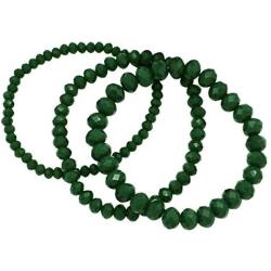 Rosemarie Collections Womens Set of 3 Faceted Glass Crystal Bead Stretch Bracelets, 2.5''