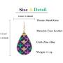Mardi Gras Earrings Large Faux Leather Carnival Themed Jewelry Fleur De Lis Dangle Drops Zinc Alloy Earrings Delicate Gift for Women Girls Party
