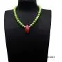 Turquoise Necklace 11.5-12mm Green Round Turquoise Beads Necklace with Coral Pendant 20''