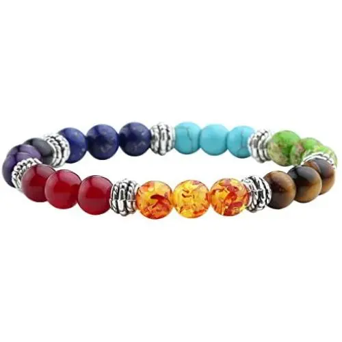 JOVIVI 7 Chakras Bracelet Reiki Healing Balancing Round Beads JOVIVI 7 Chakras Bracelet Reiki Healing Balancing Round Beads