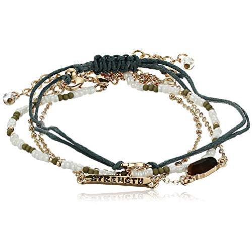 State of Kind Gold Tone Strength Bracelet Set