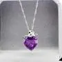 Uloveido Fashion Love Heart Pendant Necklace for Women White Gold Plated Purple Blue Heart Crystal Necklace for Girls Women Birthday N437 Uloveido Fashion Love Heart Pendant Necklace for Women White Gold Plated Purple Blue Heart Crystal Necklace for Girls Women Birthday N437