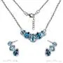 Real 925 Sterling Silver with Natural Sky Blue Tear-Drop Topaz Necklace & Earrings Set