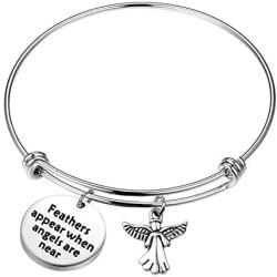 Memorial Keyring Sympathy Gift Feathers Appear When Angels are Near in Memory of Loved One Loss Jewelry Remembrance Gift