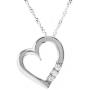 Dazzlingrock Collection 0.15 Carat (ctw) 3 Stone White Diamond Heart Pendant (Silver Chain Included), Sterling Silver