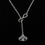FUSTMW Yoga Lotus Flower Y Necklace Infinity Love Pendant Yoga Lovers Jewelry Yogi Gifts (Silver)