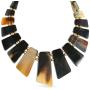Bling Jewelry Natural Buffalo Horn Boho Tribal Fan Bib Collar Statement Necklace for Woman Adjustable
