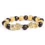 4Pcs Pi Xiu Pi Yao Feng Shui Bracelets Five Element Chinese Zodiac Black Obsidian Prosperity Good Luck Wealth Dragon Bangle Adjustable Elastic for Women Men Jewelry