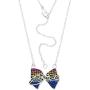 Jojo Siwa Jewelry for Girls, Silver Plated Rainbow Crystal Bow Pendant Necklace, 16'' Chain with 3” Extender