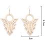 4 Pairs Lightweight Wooden Earrings African DIY Engraving Geometry Drop Earrings for Women Fashion Jewelry
