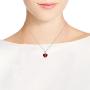 AeraVida One Love Heart Reconstructed Red Coral Inlays .925 Sterling Silver Pendant Necklace