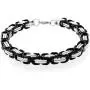 Bling Jewelry Mechanic Byzantine Goth Punk Rocker Biker Urban Heavy Chain for Men Teens Necklace Bracelet Set Black Silver Two Tone Stainless Steel