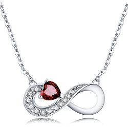 JO WISDOM 925 Sterling Silver Cubic Zirconia Infinity Heart Pendant Necklaces